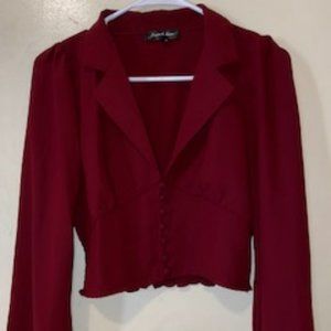 Small 'French Kiss' Burgundy Ruched Waist Band Long Sleeve Shirt